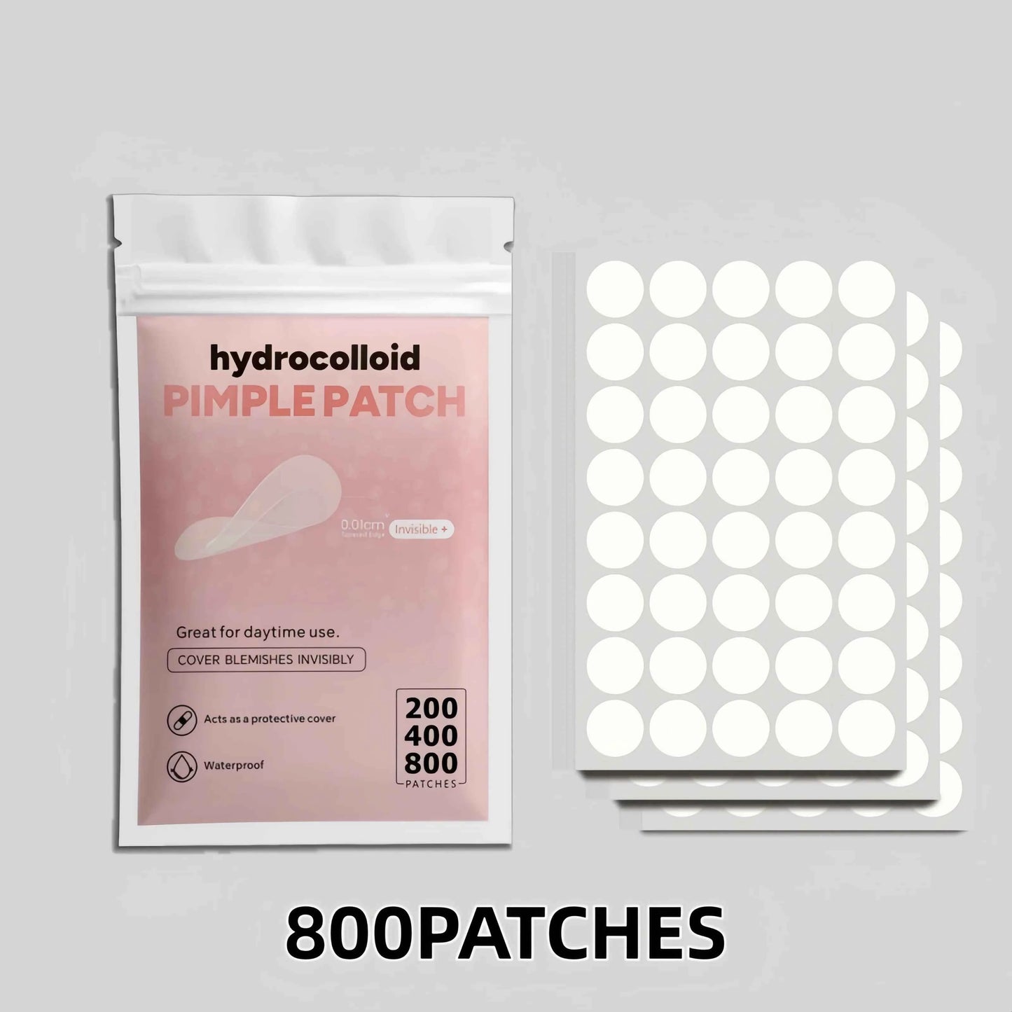200/400/800pcs Invisible Clear Pimple Patch Set – Deep-Cleansing Hydrocolloid Acne Stickers, Mixed Sizes, Gentle & Skin-Friendly