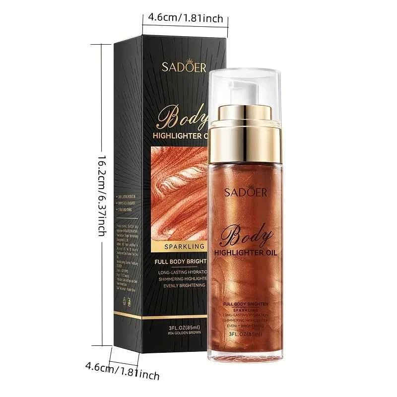 85ml, Golden Brown Body Glow Oil, Moisturizing and Hydrating, Gives Skin a Radiant and Charming Glow, Perfect for Holiday Celebrations and Party Events.