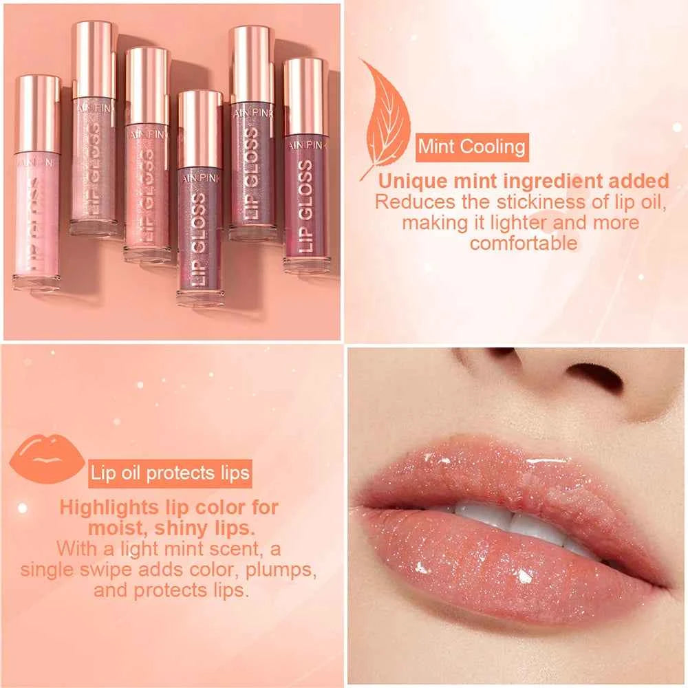 Glitter Lip Gloss Lipstick, Lip Tint Moisturizing Hydrating Long Lasting  Non-Stick Cup Waterproof Nude Lip Plumper High Pigment