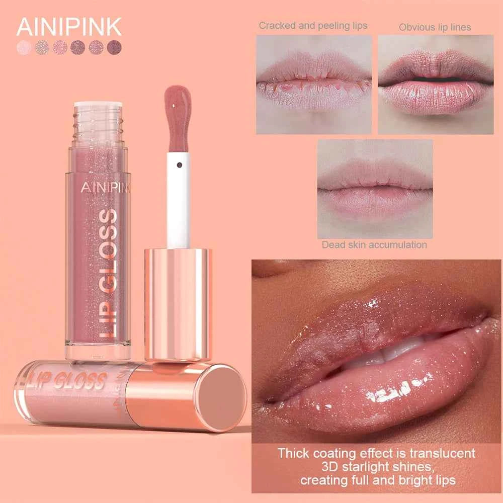 Glitter Lip Gloss Lipstick, Lip Tint Moisturizing Hydrating Long Lasting  Non-Stick Cup Waterproof Nude Lip Plumper High Pigment