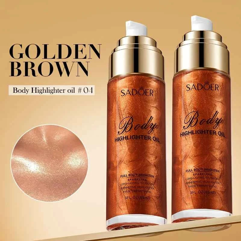 85ml, Golden Brown Body Glow Oil, Moisturizing and Hydrating, Gives Skin a Radiant and Charming Glow, Perfect for Holiday Celebrations and Party Events.
