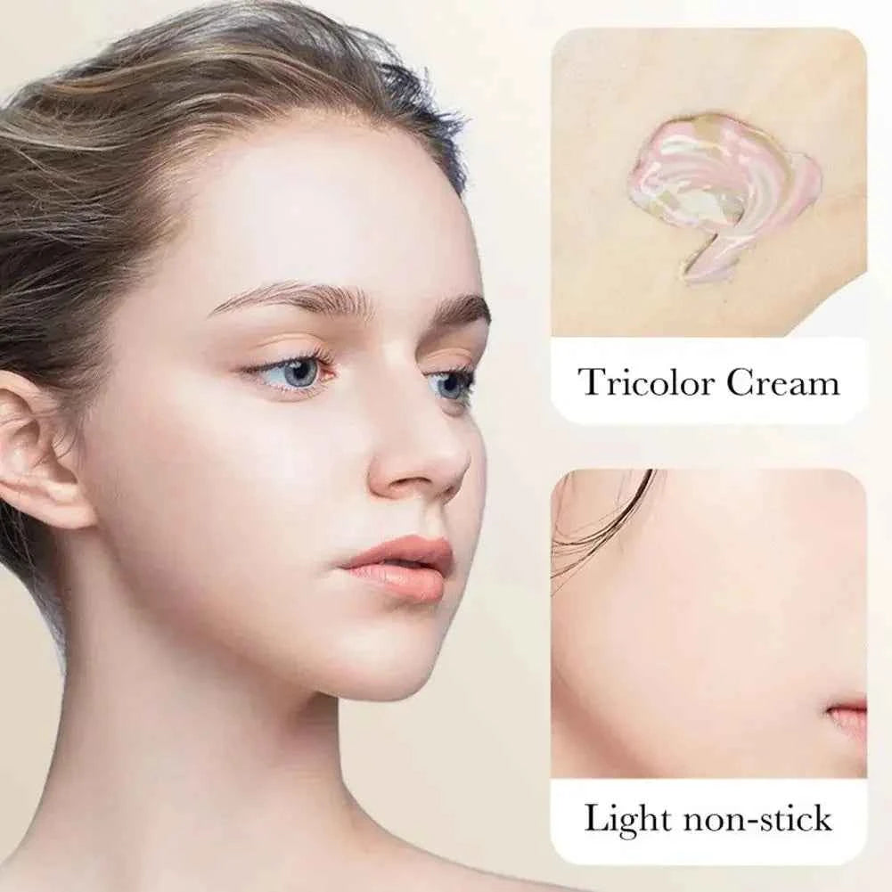Sadoer Three-Color Isolation and Correction Cream, Contouring and Concealing Cream, Evens Out Skin Tone, Covers Blemishes, and Maintains a Long-Lasting Makeup Effect