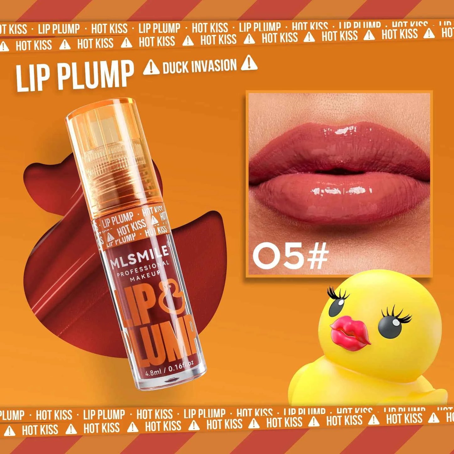 MLSMILE Duck Lip Plump Lip Oil Moisturizing Lip Gloss Mirror Water Nature Long-Lasting Gloss Pearl Lip Glaze Set