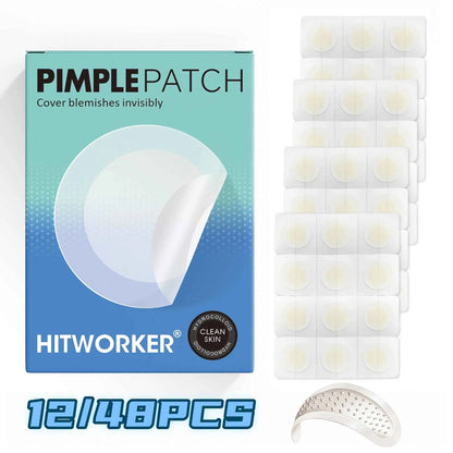 12/48 Tablets HITWORKER Hydrocolloid Acne Acne Patch Contains Tea Tree Oil and Hyaluronic Acid Invisible Acne Patch