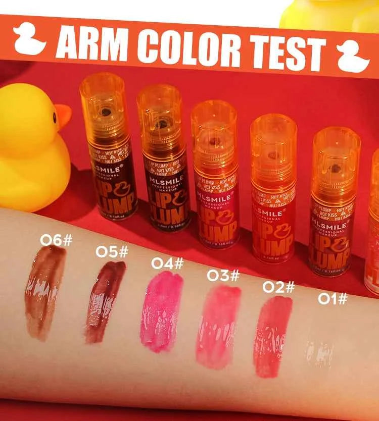MLSMILE Duck Lip Plump Lip Oil Moisturizing Lip Gloss Mirror Water Nature Long-Lasting Gloss Pearl Lip Glaze Set