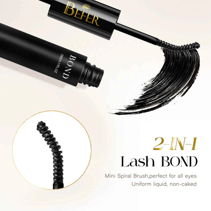 BEFER Glue For Eyelashes 2in1 Lash Bond And Seal Eyelash Glue+Eyelash Remover Waterproof Eyelashes Adhesives Strong Fixed Lash