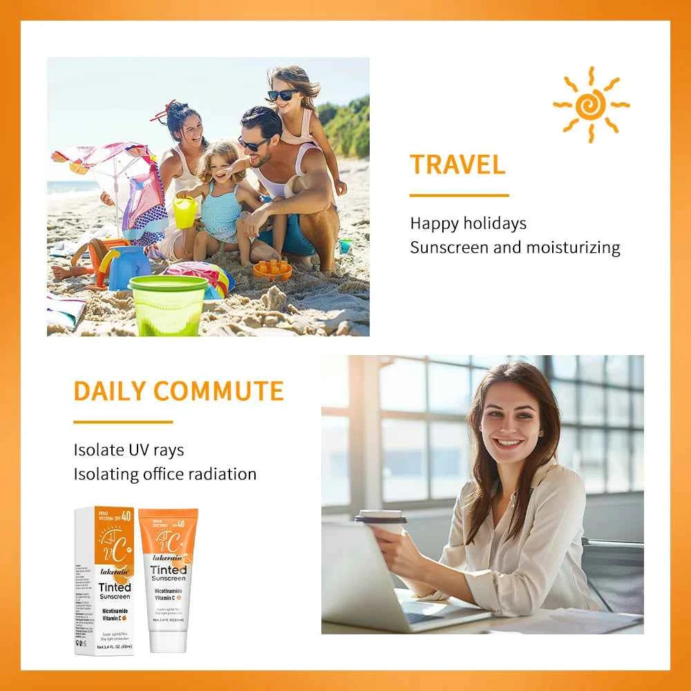 SPF40 Tinted Moisturizing VC Sunscreen Skin Protection Refreshing Makeup Sunscreen Cream UV Anti-aging Resistance Sunscreen