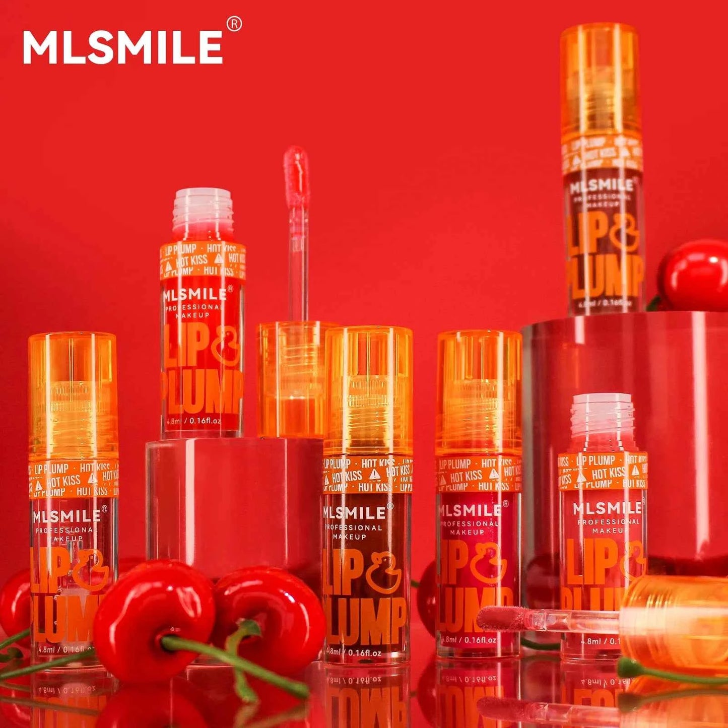 MLSMILE Duck Lip Plump Lip Oil Moisturizing Lip Gloss Mirror Water Nature Long-Lasting Gloss Pearl Lip Glaze Set