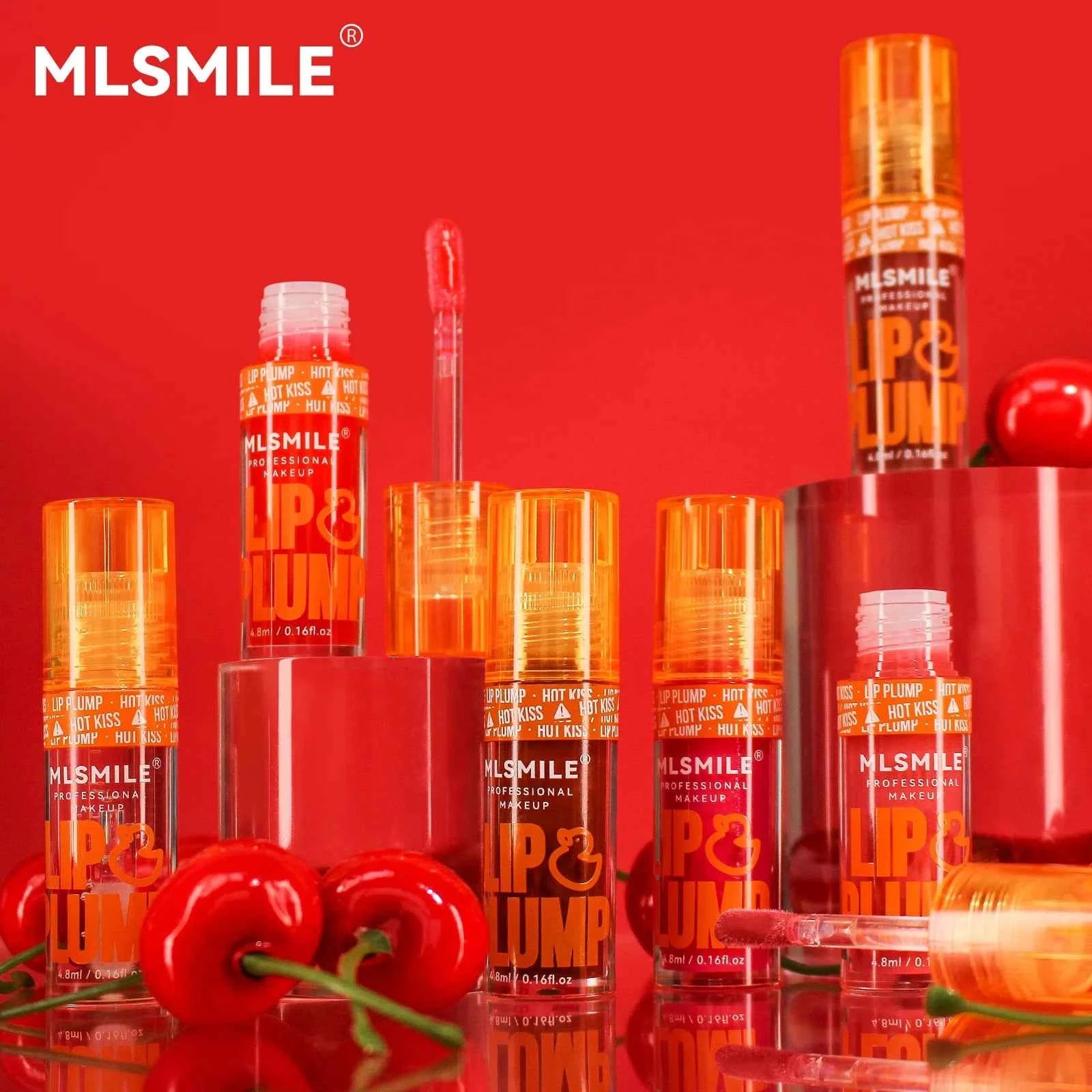 MLSMILE Duck Lip Plump Lip Oil Moisturizing Lip Gloss Mirror Water Nature Long-Lasting Gloss Pearl Lip Glaze Set