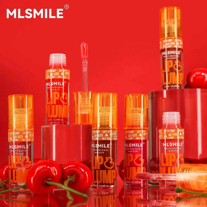 MLSMILE Duck Lip Plump Lip Oil Moisturizing Lip Gloss Mirror Water Nature Long-Lasting Gloss Pearl Lip Glaze Set