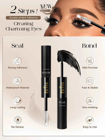 BEFER Glue For Eyelashes 2in1 Lash Bond And Seal Eyelash Glue+Eyelash Remover Waterproof Eyelashes Adhesives Strong Fixed Lash