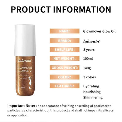 Lakerain Glowmotions Glow Body Oil 100ml Long Lasting Hydrating Shimmer Bronze Non-Greasy Summer Body Care Glow Oil Makeup