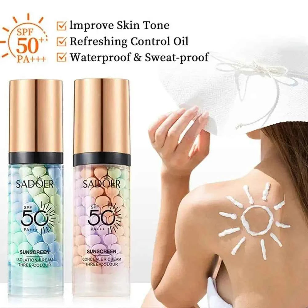 Sadoer Three-Color Isolation and Correction Cream, Contouring and Concealing Cream, Evens Out Skin Tone, Covers Blemishes, and Maintains a Long-Lasting Makeup Effect