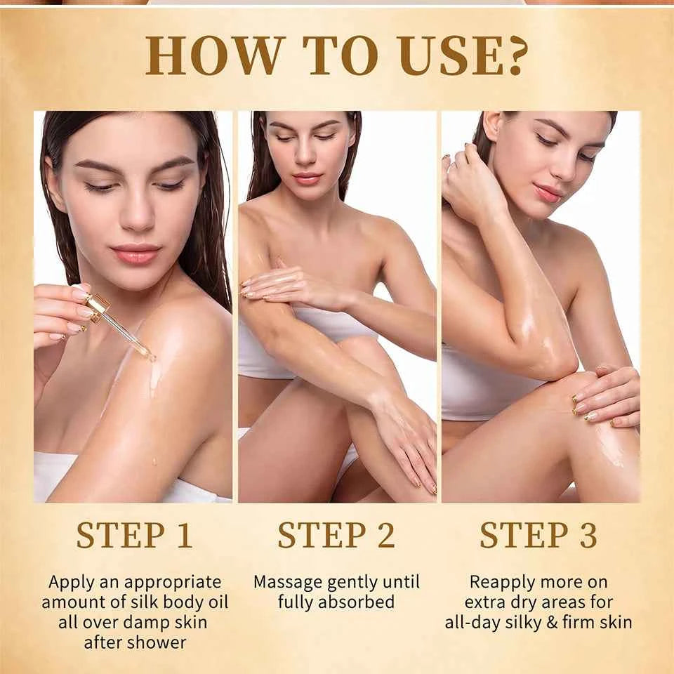 Silk Body Oil Face Body Versatile Care Fast Absorbing Deep Hydration Silky Smooth Brighten Even Tone Firm Skin Silk Body Oil