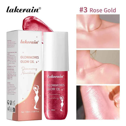 Lakerain Glowmotions Glow Body Oil 100ml Long Lasting Hydrating Shimmer Bronze Non-Greasy Summer Body Care Glow Oil Makeup