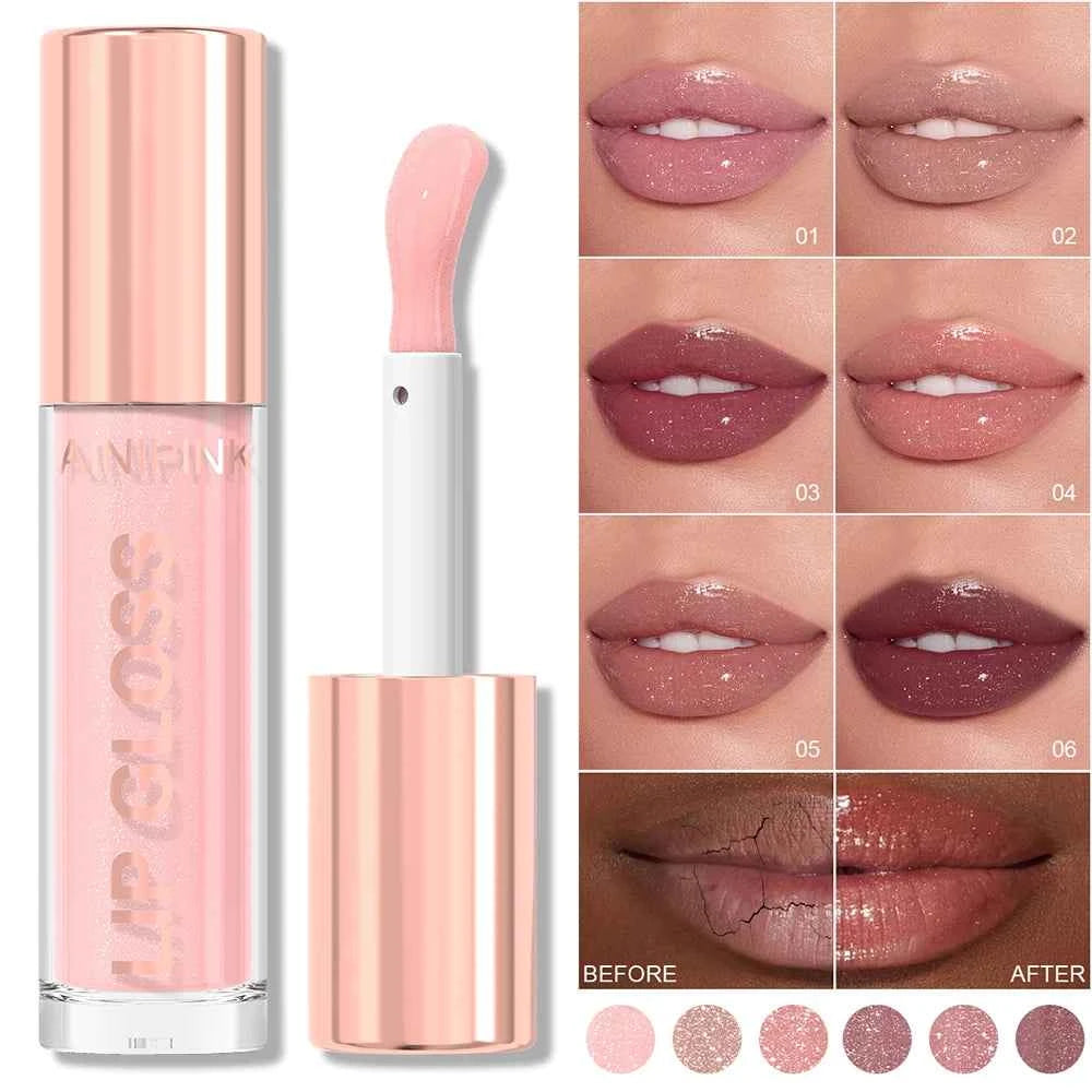 Glitter Lip Gloss Lipstick, Lip Tint Moisturizing Hydrating Long Lasting  Non-Stick Cup Waterproof Nude Lip Plumper High Pigment