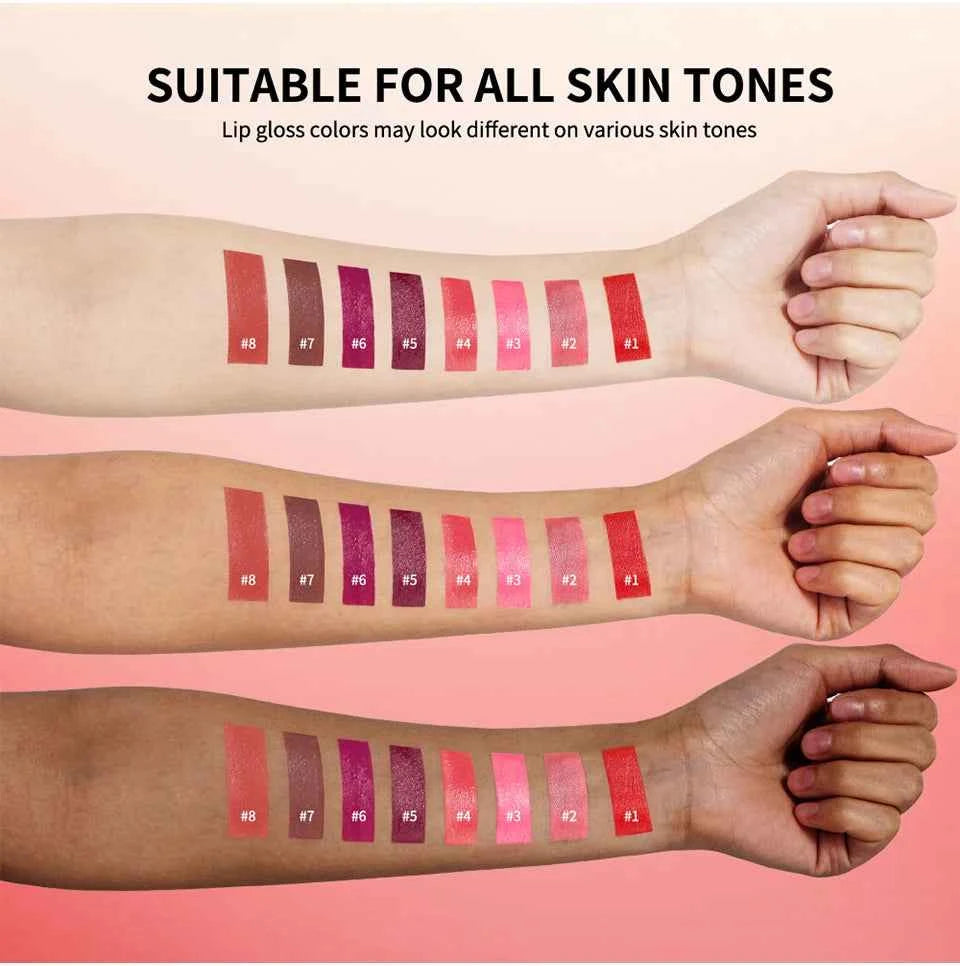 Waterproof Liquid Lipstick 8 Color Vitamin E Makeup Sets Lip Glosses Lip Plumpers Lip Cream Valentine's Day Gifts
