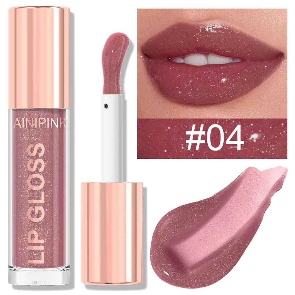 Glitter Lip Gloss Lipstick, Lip Tint Moisturizing Hydrating Long Lasting  Non-Stick Cup Waterproof Nude Lip Plumper High Pigment