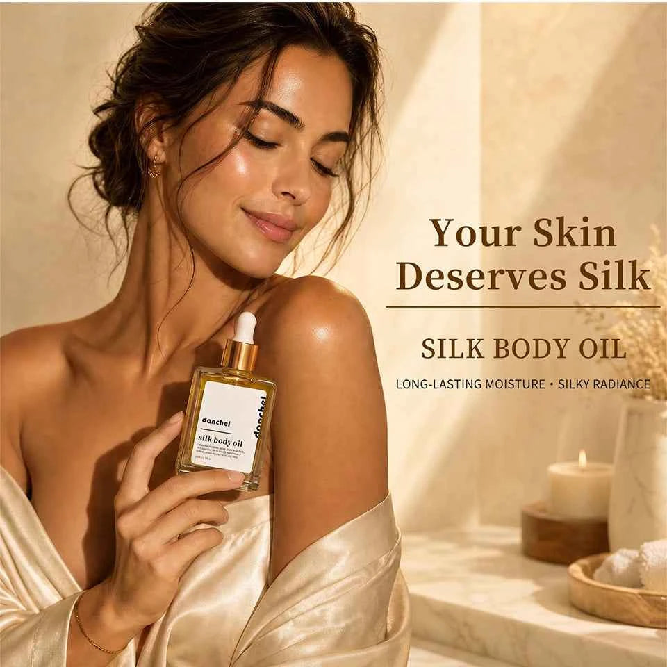 Silk Body Oil Face Body Versatile Care Fast Absorbing Deep Hydration Silky Smooth Brighten Even Tone Firm Skin Silk Body Oil