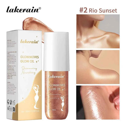 Lakerain Glowmotions Glow Body Oil 100ml Long Lasting Hydrating Shimmer Bronze Non-Greasy Summer Body Care Glow Oil Makeup